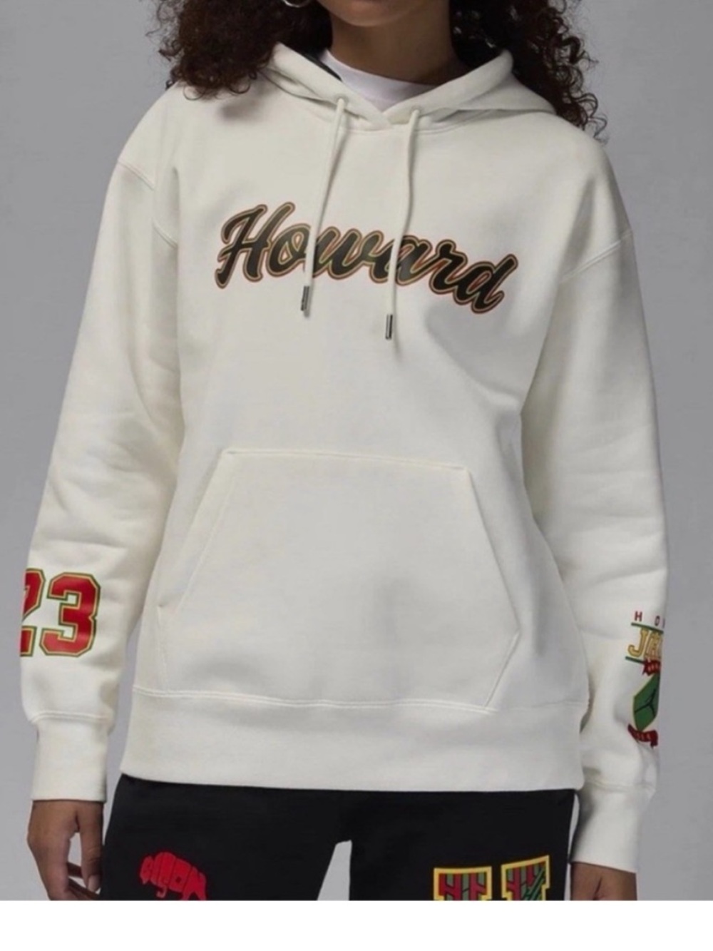 Nike Small Jordan x Howard University Satin Lined Pullover Hoodie in White NWT